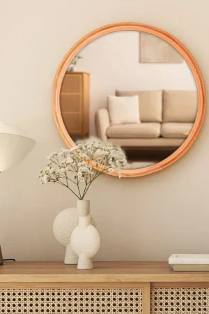 Achetez Aujourd'hui Miroir rond 'Bambou' beige